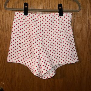 Zara Red and White Polka Dot Tailored Shorts